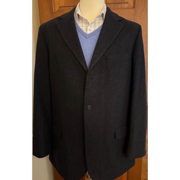 Eddie Bauer Wool Cashmere Blazer Mens 44T Dark Gray 3-Button Sport Coat Jacket - Picture 6 of 15